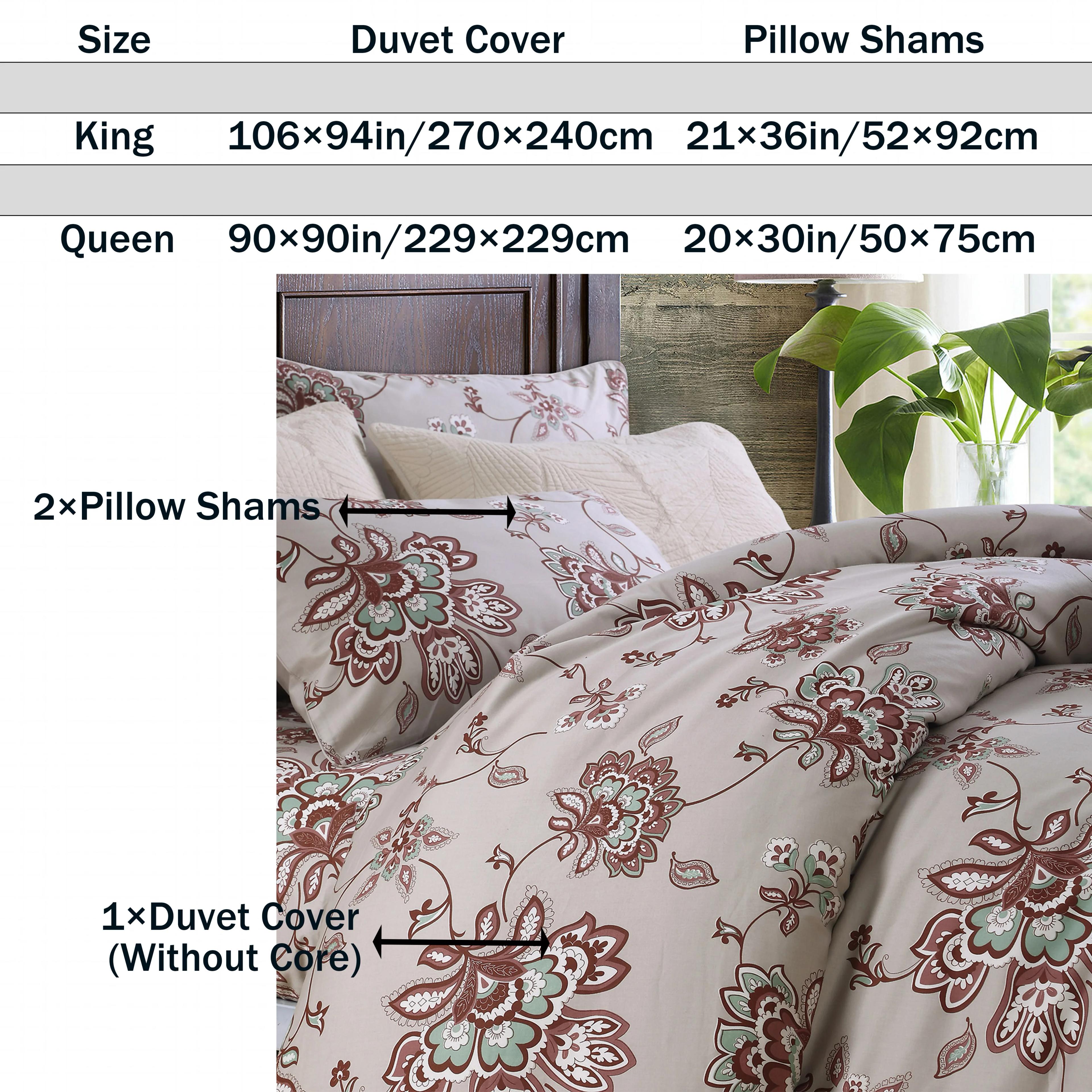 Ensemble de housse de couette 3 pièces 600TC 100% coton égyptien, Vintage rouge foncé Boho damassé F