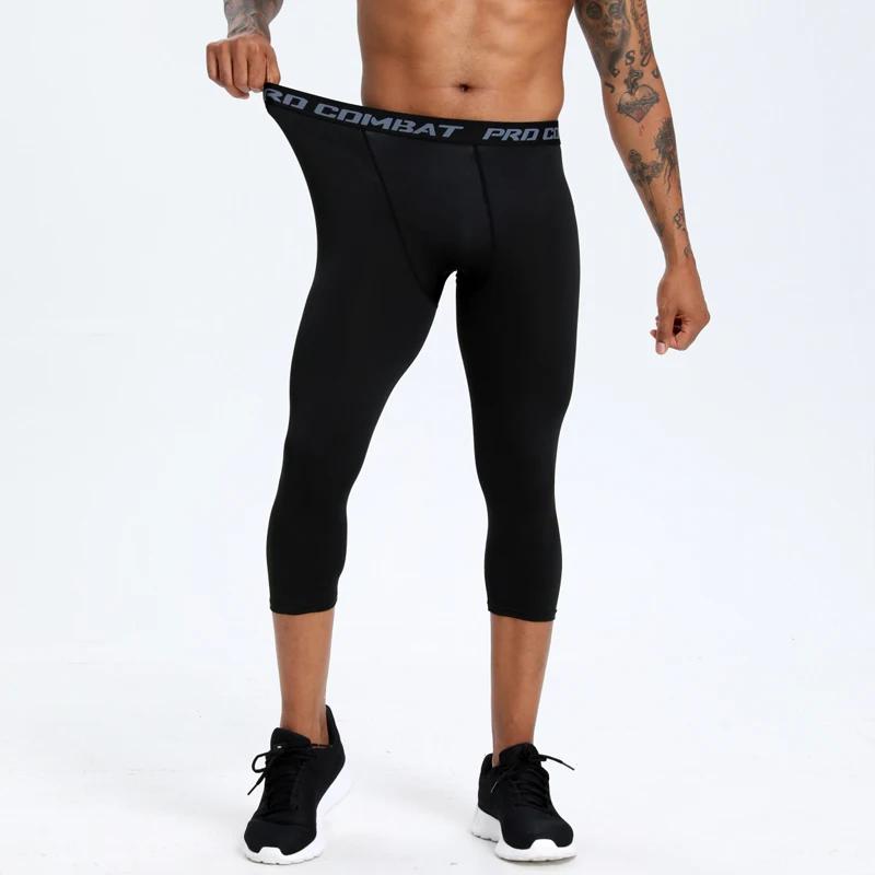 Leggings basket-ball hommes compression 3/4 - Pantalons capri entraînement respirants séchage rapide running