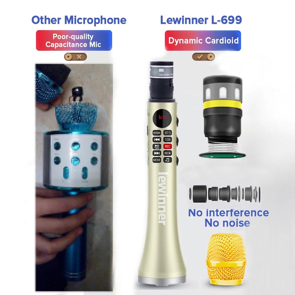 Lewinner – Microphone karaoké, haut-parleur sans fil, Bluetooth, 15-20W, avec emballage cadeau, pour
