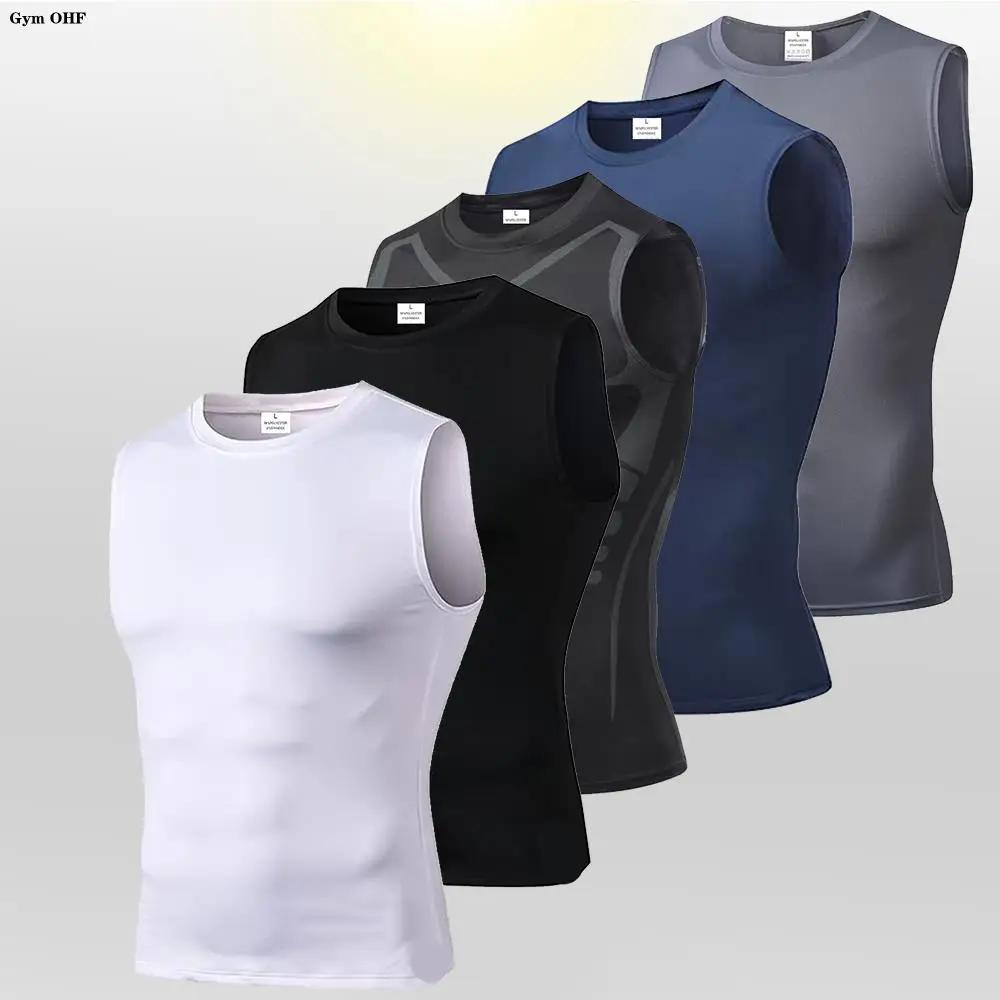 Hommes séchage rapide course T-Shirts Compression gilet sans manches séchage rapide Jersey chemise d