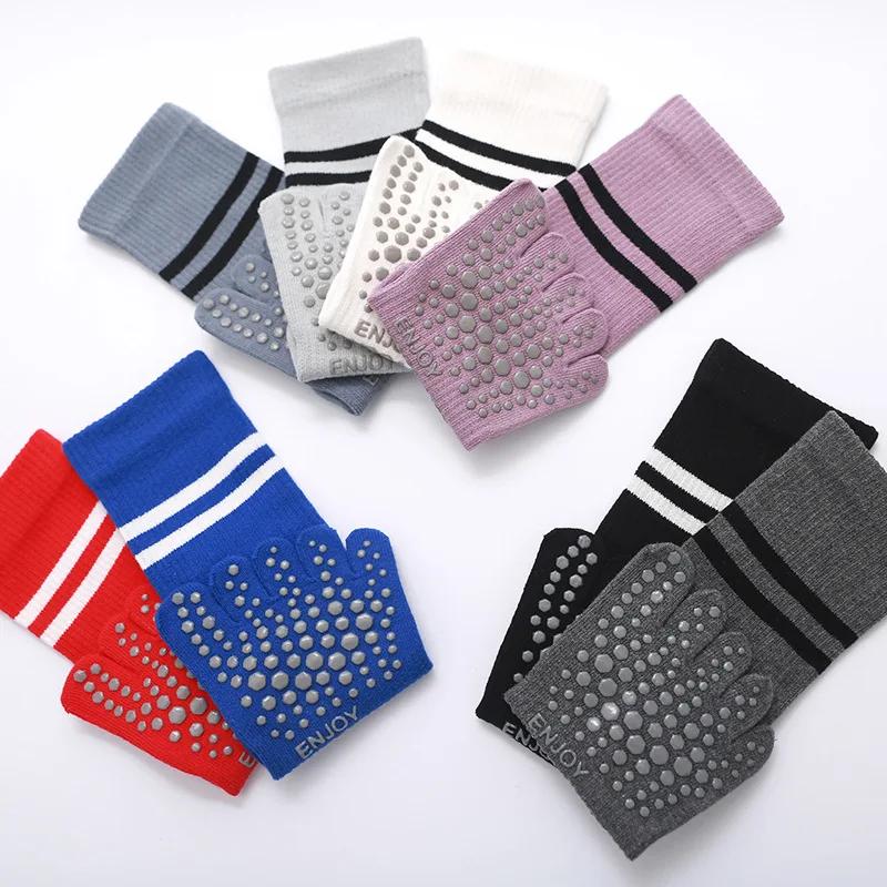 Chaussettes de Pilates antidérapantes à cinq orteils pour femmes, chaussettes de Yoga respirantes en