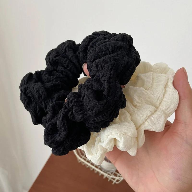 Corde à cheveux de couleur unie pour femmes, motif ondulé, Simple, queue de cheval, anneau de cheveu