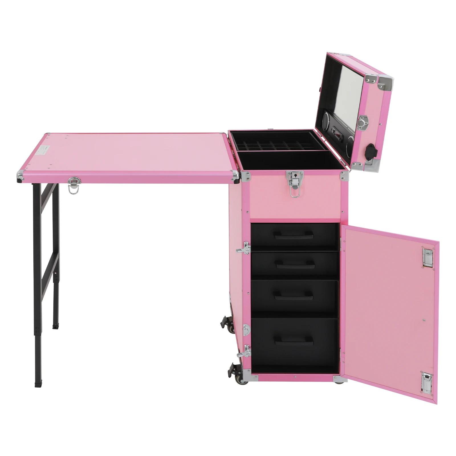 NOUVEAU - Table de manucure professionnelle pliable avec télécommande, trousse de maquillage, table