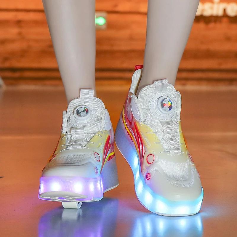 Chaussures à roulettes lumineuses Cool, Design universel pour garçons et filles, patins à deux roues