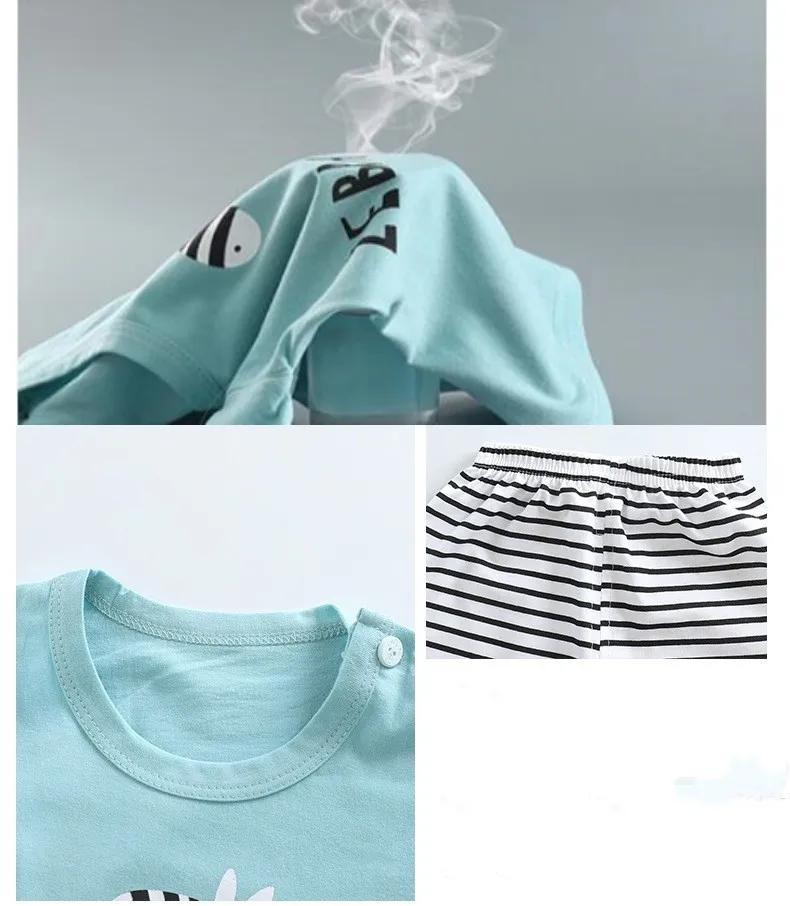 Ensemble vêtements été 2 pièces garçons 1-6 ans - T-shirt manches courtes + short rayures imprimé zèbre coton doux
