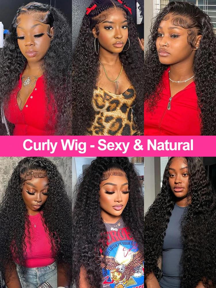 CEXXY Perruque Boucles Cheveux Humain Perruque Cheveux Humain Sans Colle perruque sans colle prête à