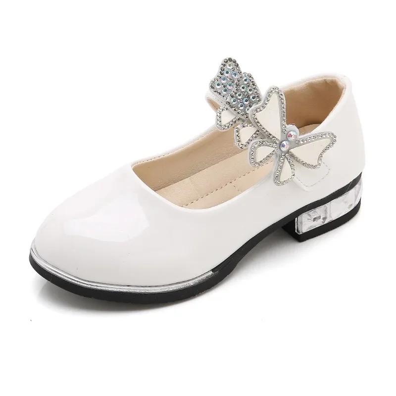 Chaussures en cuir pour filles, pour fête de mariage, chaussures de Performance pour enfants avec nœ