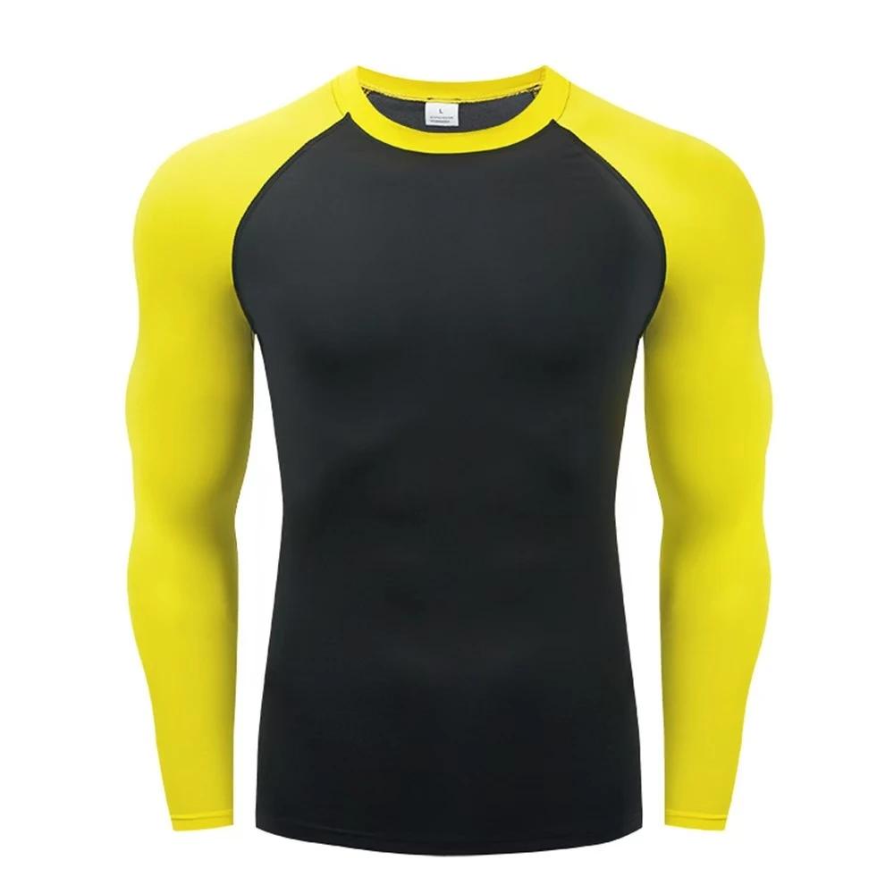 T-shirt de Compression à manches longues pour hommes, chemise de course, de musculation, à séchage r