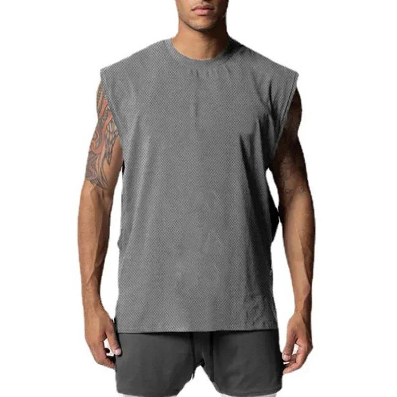 Vêtements de fitness en maille précieuse pour hommes, maillots de musculation, chemise de fibre musc