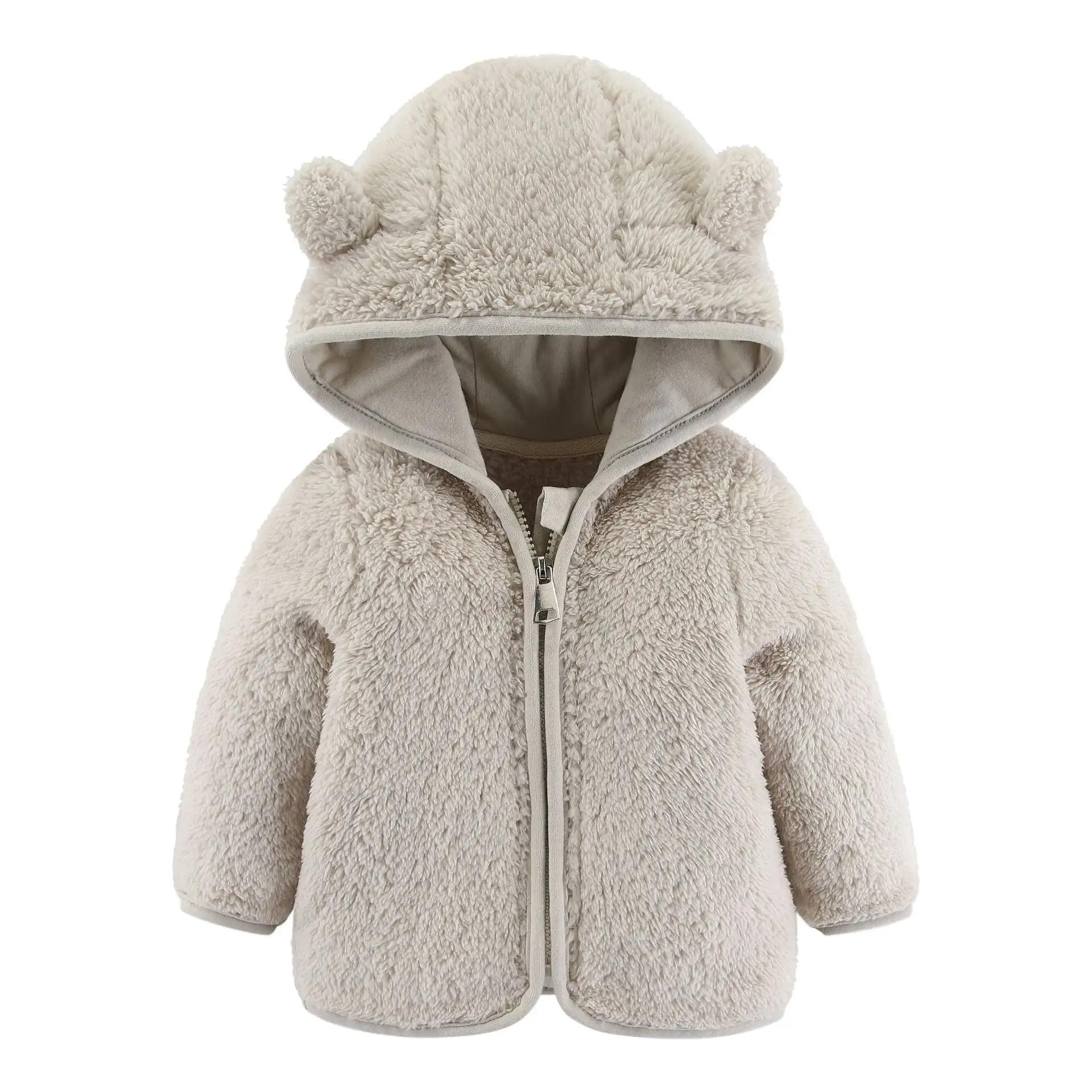 Manteau polaire pour enfants de 0 à 3 ans, veste chaude à manches longues avec oreilles d'ours, vête