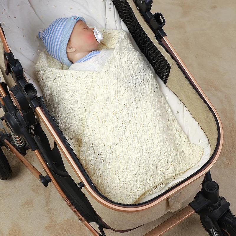 Tricot bébé couverture coton 90*70CM enfant en bas âge lange d'emmaillotage doux Plaid nouveau-né ga