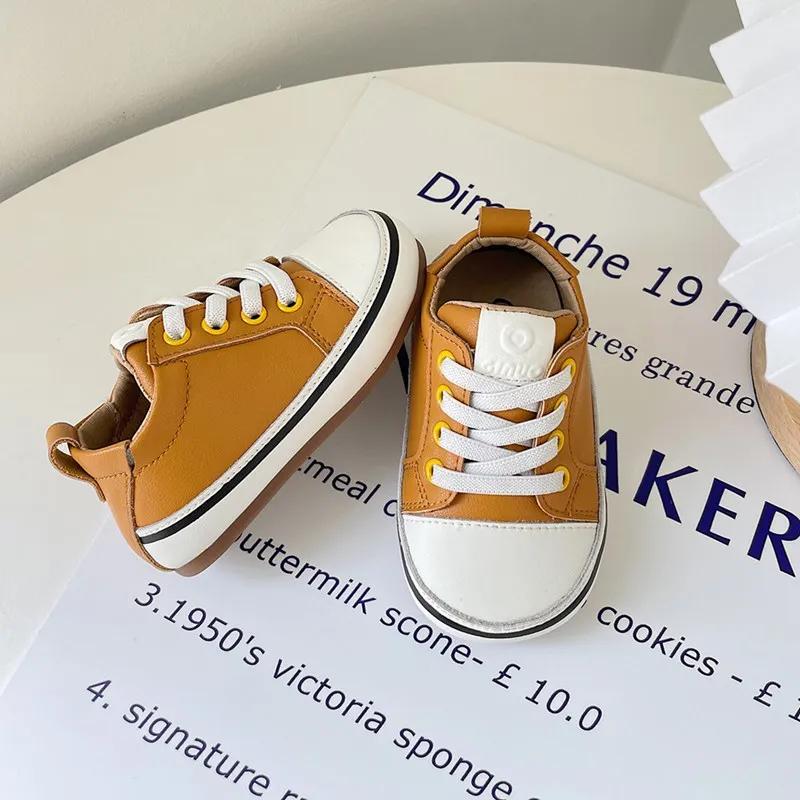Chaussures en cuir pour bébés garçons et filles, baskets pieds nus à semelle souple, Tennis en plein