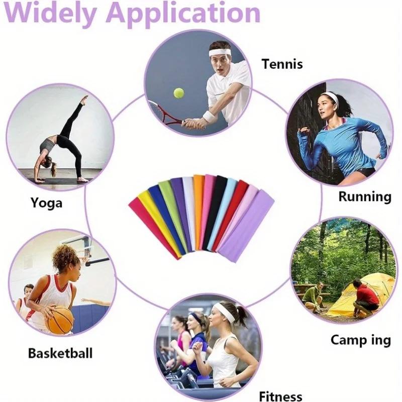 10 pièces bandeau élastique pour femmes - Fitness Yoga course accessoires cheveux couleur unie