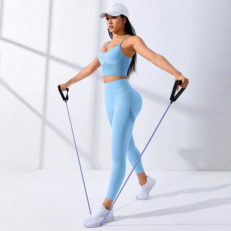 Ensemble de Yoga et Fitness pour femmes, 2 pièces, vêtements de sport respirants sans couture, souti