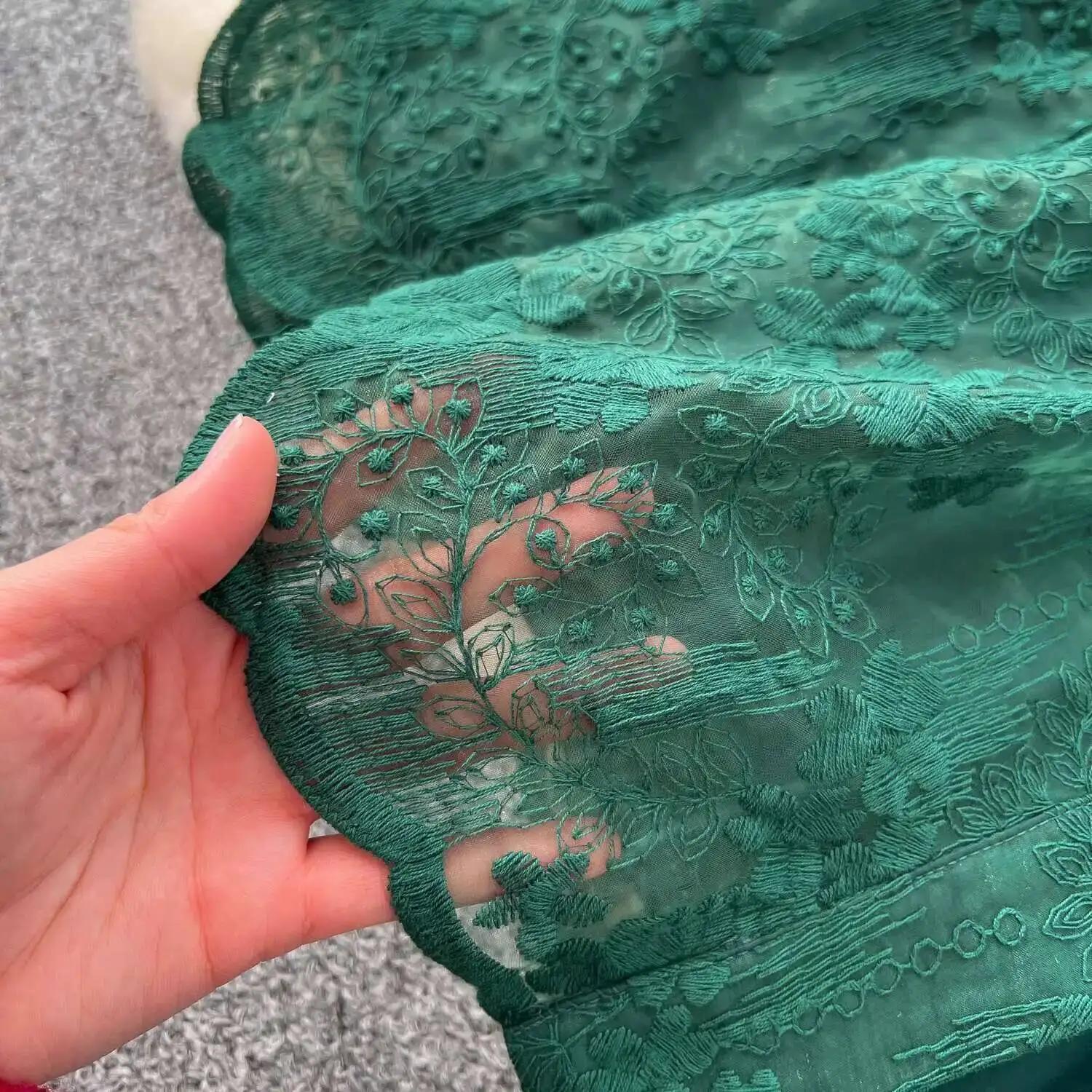 Robes formelles brodées de luxe pour femmes, lanterne d'été et d'automne, manches longues, dentelle,