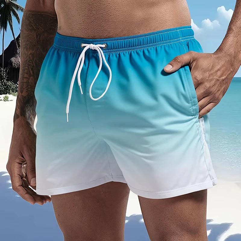 Maillot de bain pour hommes avec doublure en maille poches latérales short de plage solide séchage r