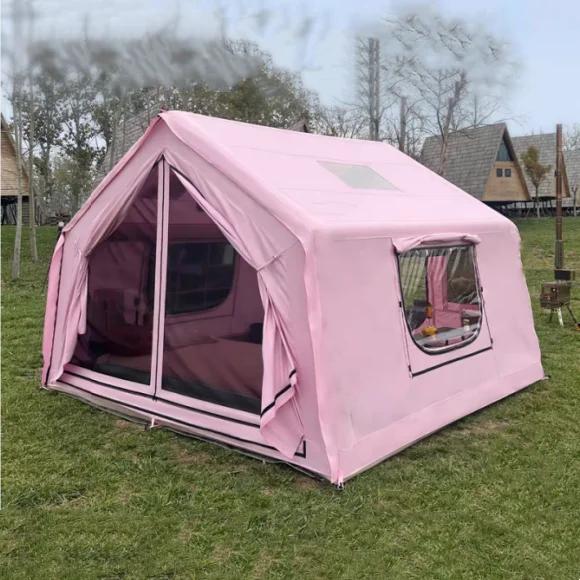 9.0 plus récent rose grandes portes grande fenêtre gonflable tente d'air de Camping en plein Air