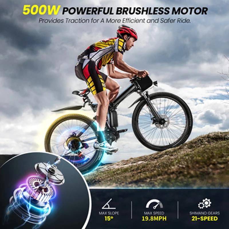 Vivi M026TGB Vélo électrique pliant 26" pour adultes, avec moteur 500 W, batterie amovible 48 V 20 M