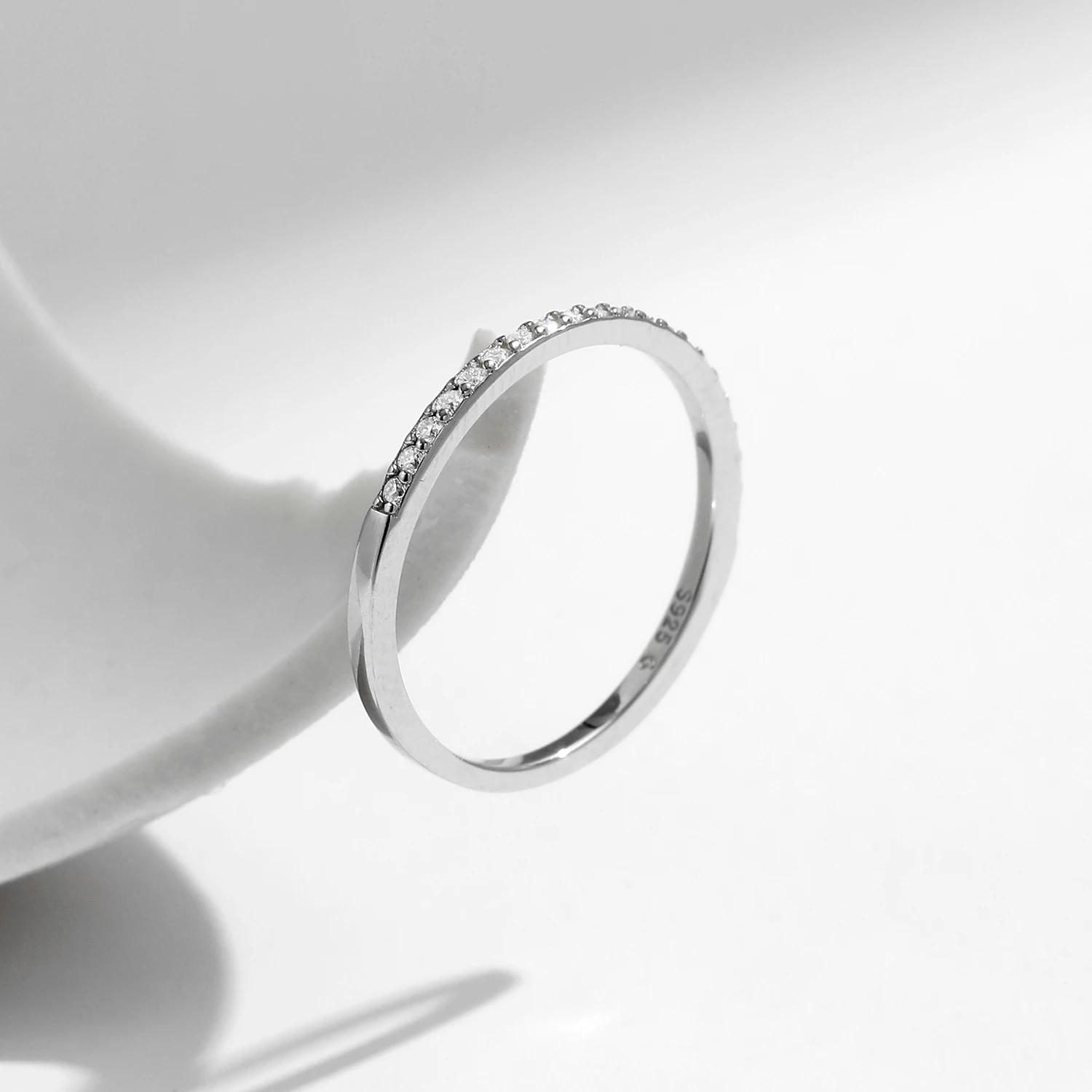 MODIAN Simple éternité Moissanite bague 925 en argent Sterling scintillant Simple mince anneaux de m