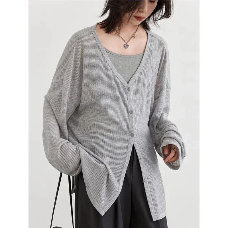 Cardigan femme nouveau col en v à manches longues femme chemise femme pulls Protection solaire femme