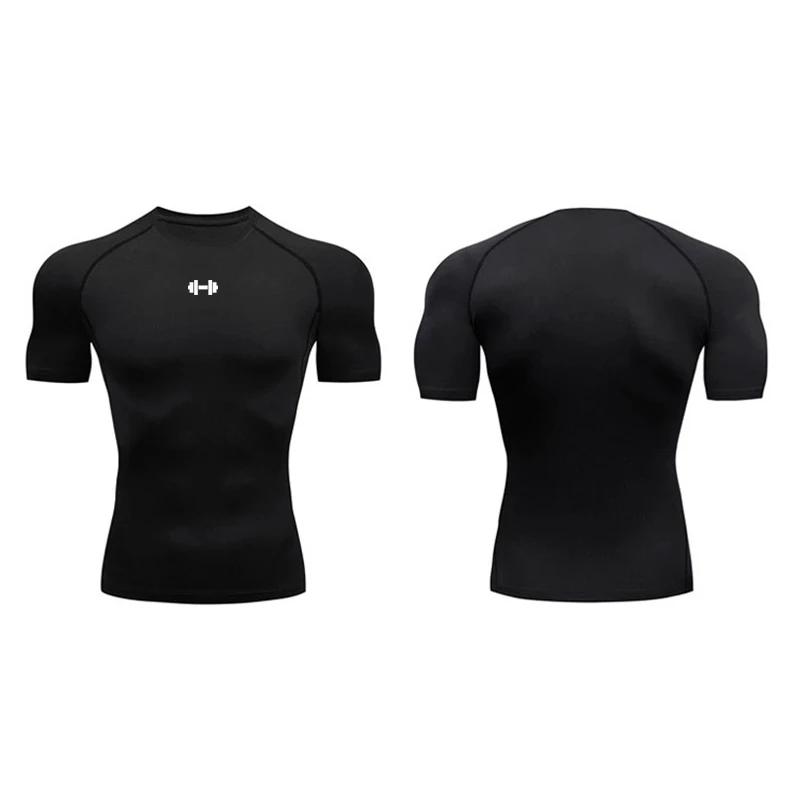 T-shirt de Compression pour hommes, vêtements de Sport d'été, T-shirt de course, élastique, séchage