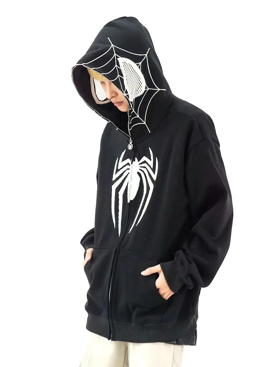 Sweat-shirt à capuche surdimensionné Y2k Spider pour homme et femme, Streetwear, vestes d'automne et