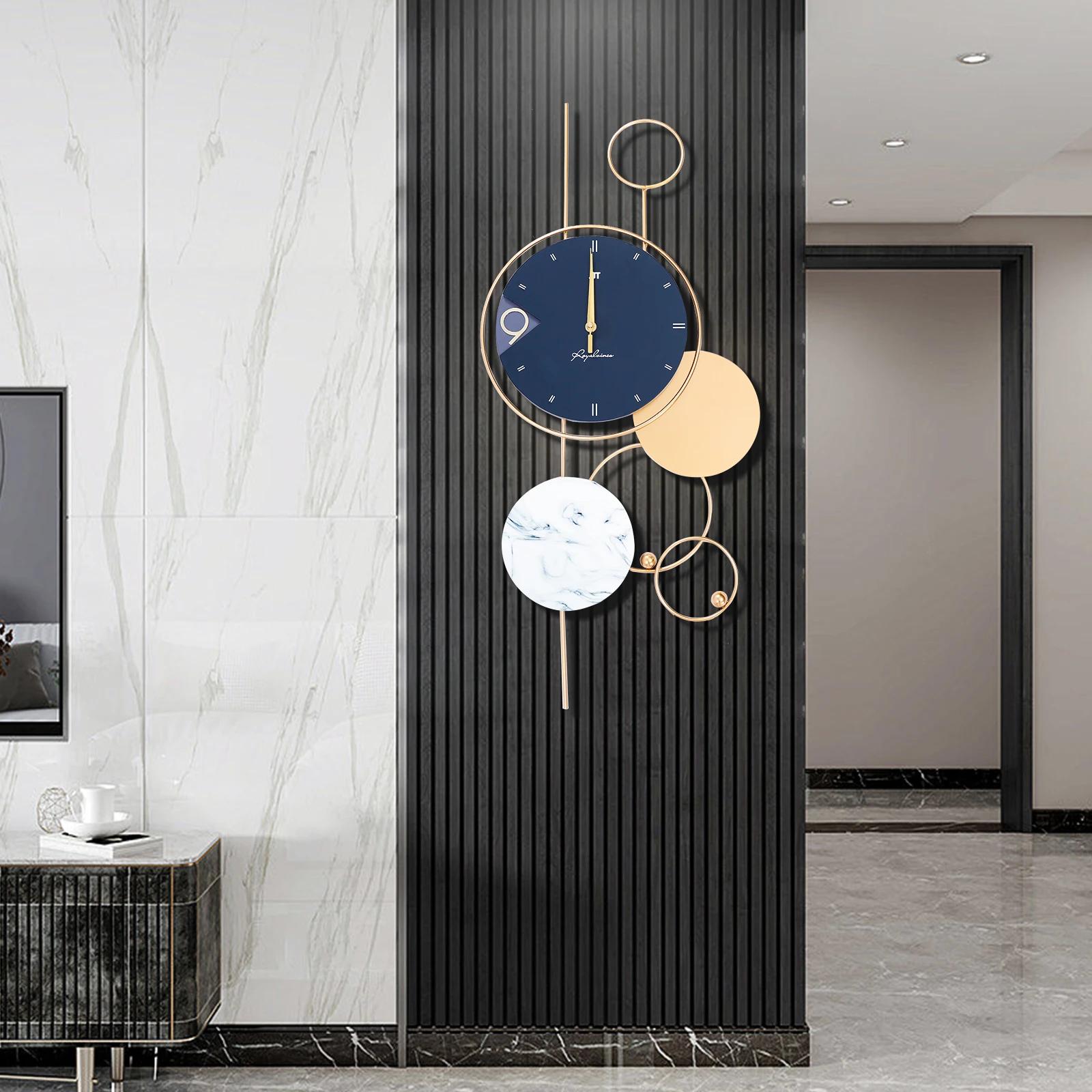Grandes horloges murales pour décor de salon, métal intérieur, or, chic, décoratif, à piles, silenci
