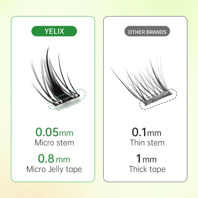 Yélix Faux-cils auto-adhésifs en grappe, Extension de cils pour les yeux de chat, sans colle, ré