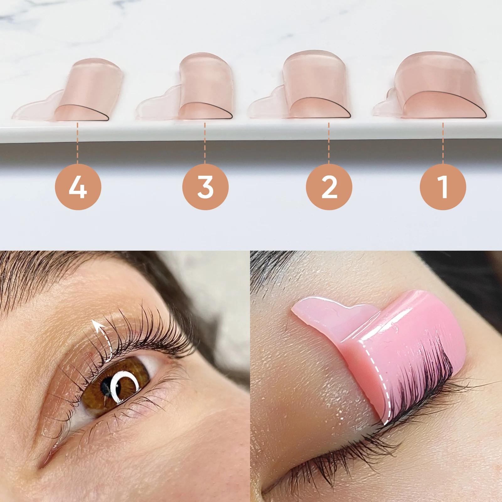 Libeauty nouveau 4 paires de colle gratuite Silicone cils Perm tige bouclier cils ascenseur Pad leva