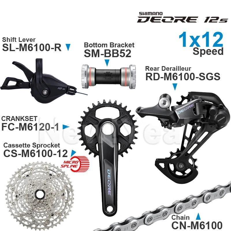 SHIMANO DEORE – ensemble de vitesses 1x12 rapports, M6100, 12v, levier arrière, pignon, chaîne, péda