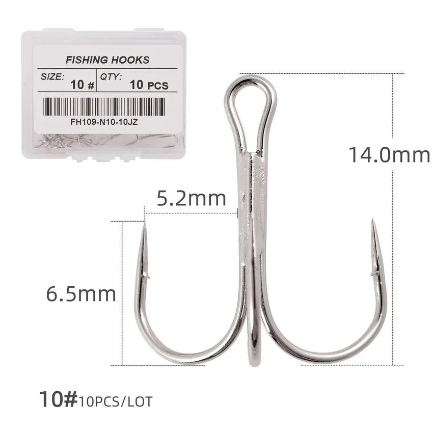 Hameçons triples de pêche aiguisés blancs, matériel de pêche au poisson, outils et accessoires, 10 p