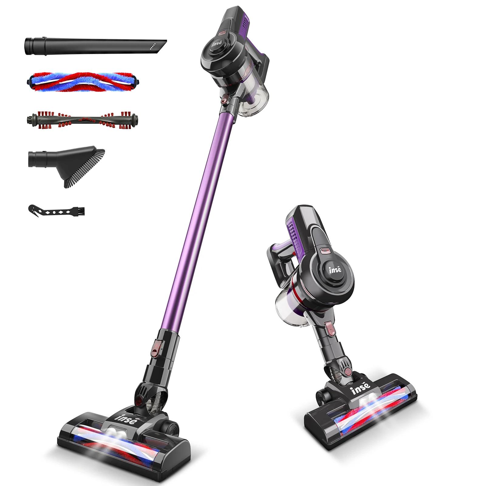 INSE-Aspirateur sans fil avec batterie aste, aspirateur à anciers injuste, violet, 6 en 1, 2200mAh