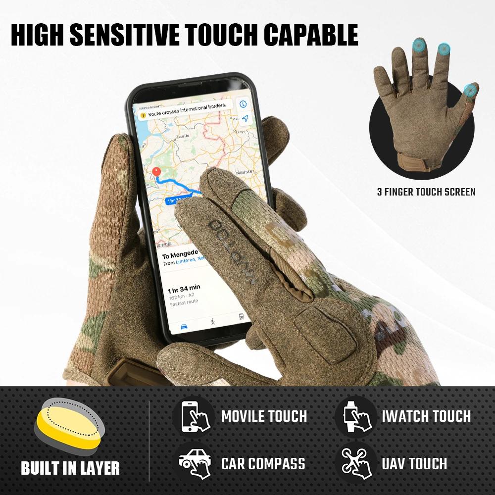 Gants tactiques à doigt complet pour écran tactile, respirants, Paintball, Airsoft, tir, randonnée,
