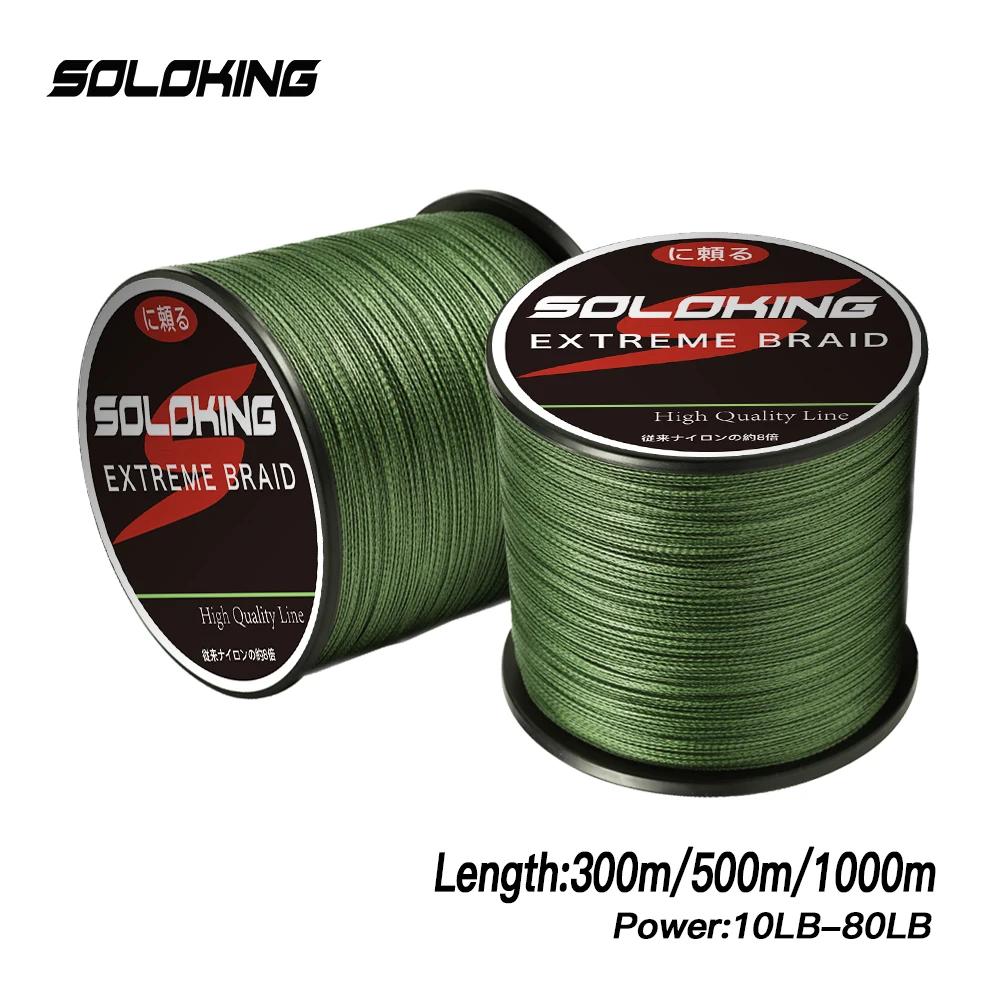 SOLOKING ligne de pêche tressée 300m/500m/1000M ligne tressée à 4 brins ligne de pêche Multifilament