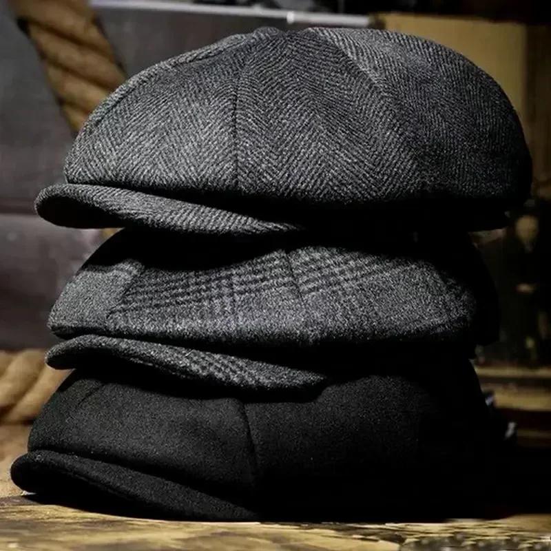 Chapeau classique pour hommes casquettes Vintage rétro Tweed Peaky Blinders béret chapeau casquette