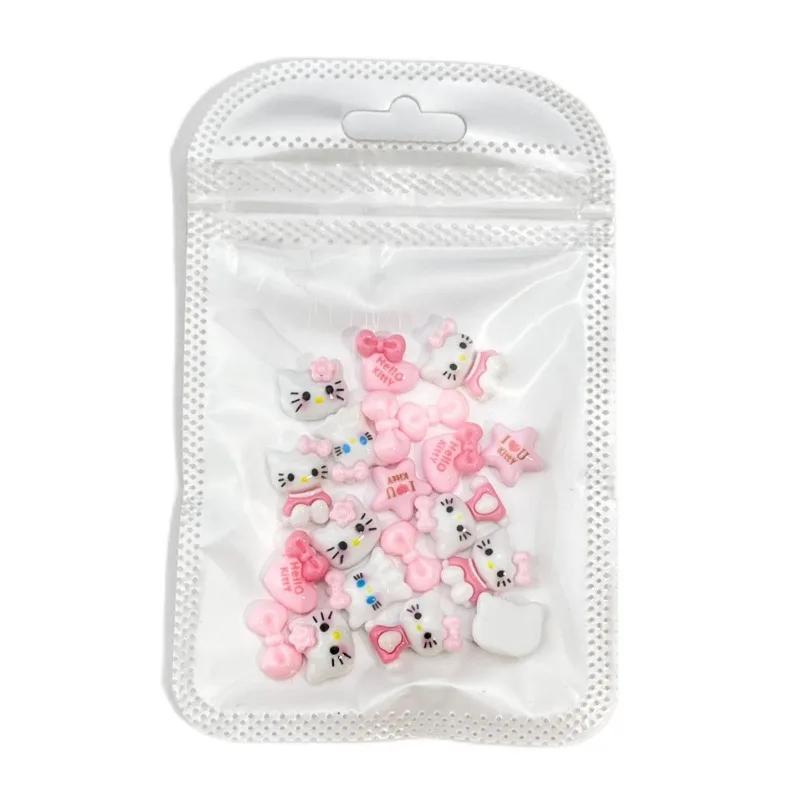 Accessoires pour ongles DIY 20 pièces: décoration d'ongles de dessin animé Hello Kitty avec joli nœu