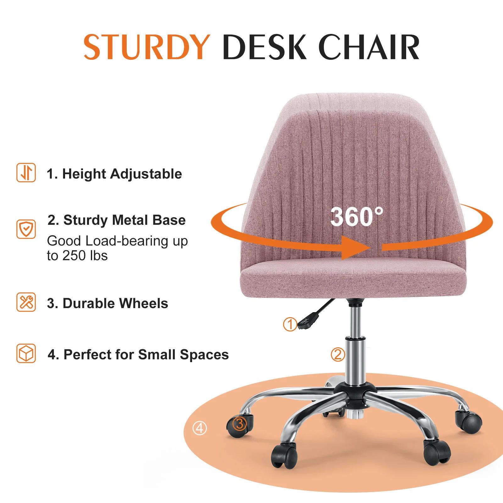 JIan-Petite chaise de bureau sans accoudoirs avec dossier, chaise de vanité à roulettes, tissu moder