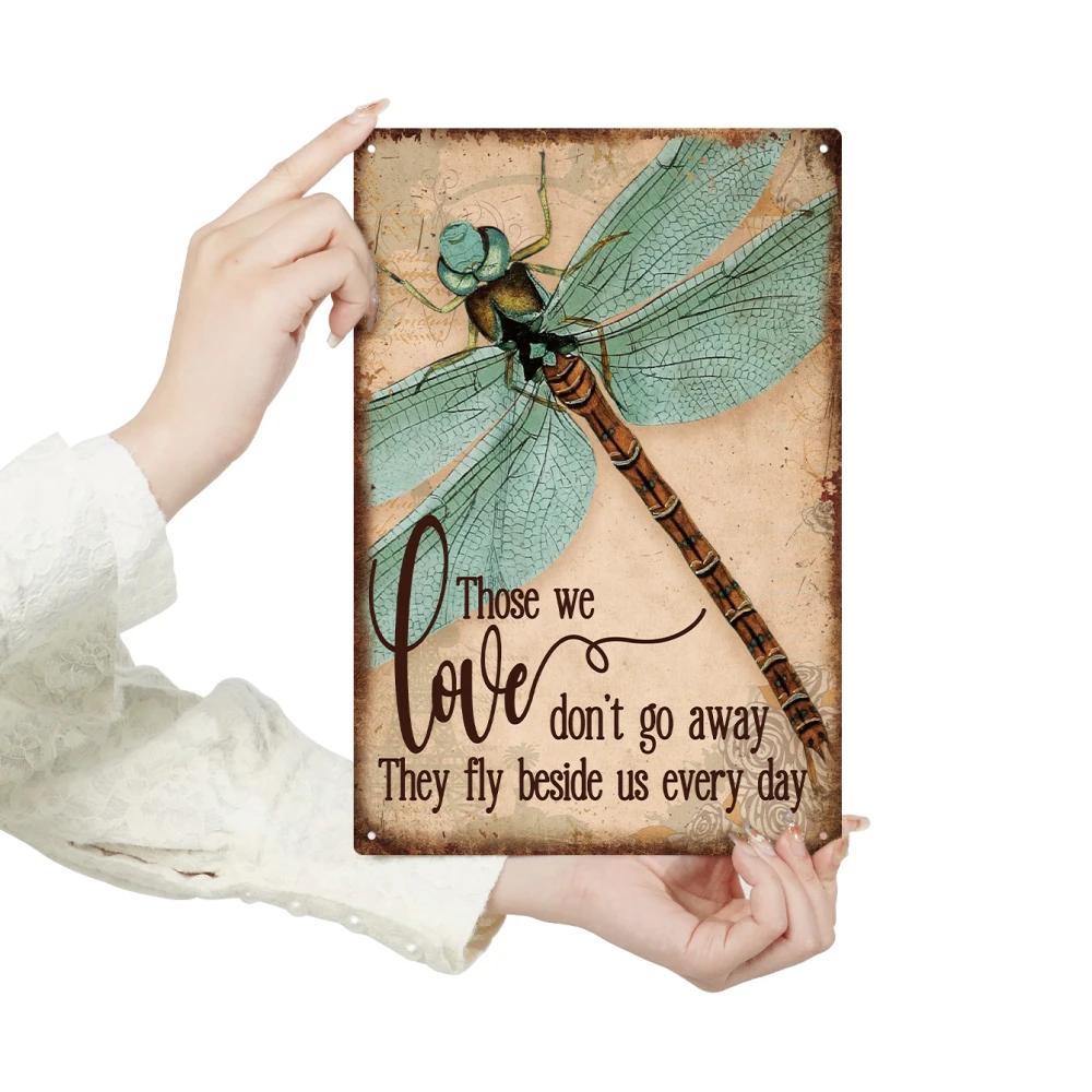 Putuo Decor-Affiche d'art mural en métal libellule, citation de motivation vintage, 18 plaques, Hiph