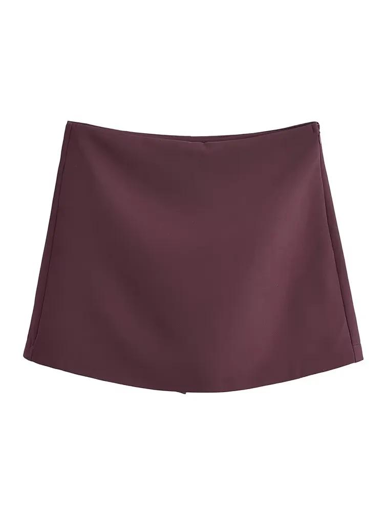 TFMLN nouveau printemps femmes solide jupe mode casual côté fermeture éclair Mini Shorts jupes Vinta