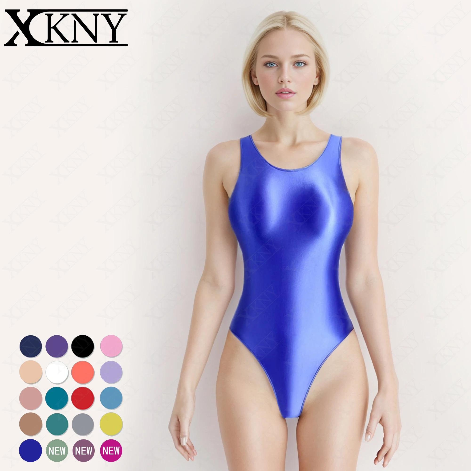 Combinaison de bain une pièce satin brillant - Maillot de bain femme coupe haute soyeux