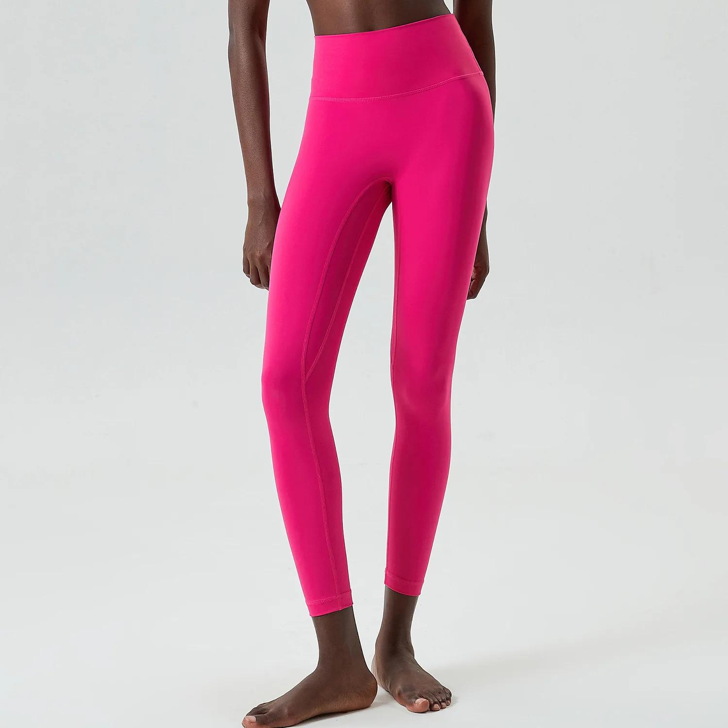 Pantalon de yoga extensible et doux pour femmes, 25 pouces, couleur unie, taille haute, leggings de