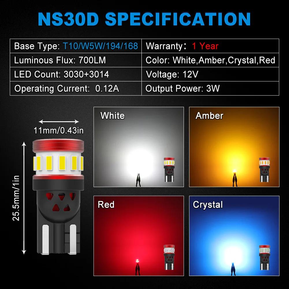 NAO W5W T10 LED lumières 5W5 Ultra lumineux Anti-erreur CANBUS Auto lampe 12V puce voiture intérieur