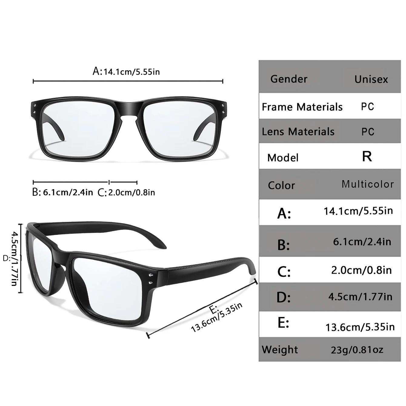 Lunettes de soleil photochromiques pour hommes et femmes, lunettes carrées classiques pour course en