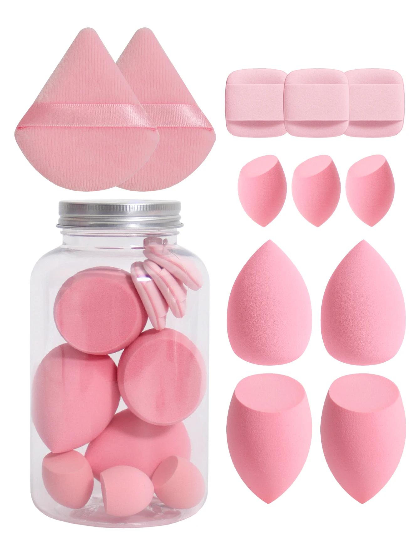 Ensemble d'éponges de maquillage 12 pièces avec pot de rangement sans Latex, bouffantes de doigts d'