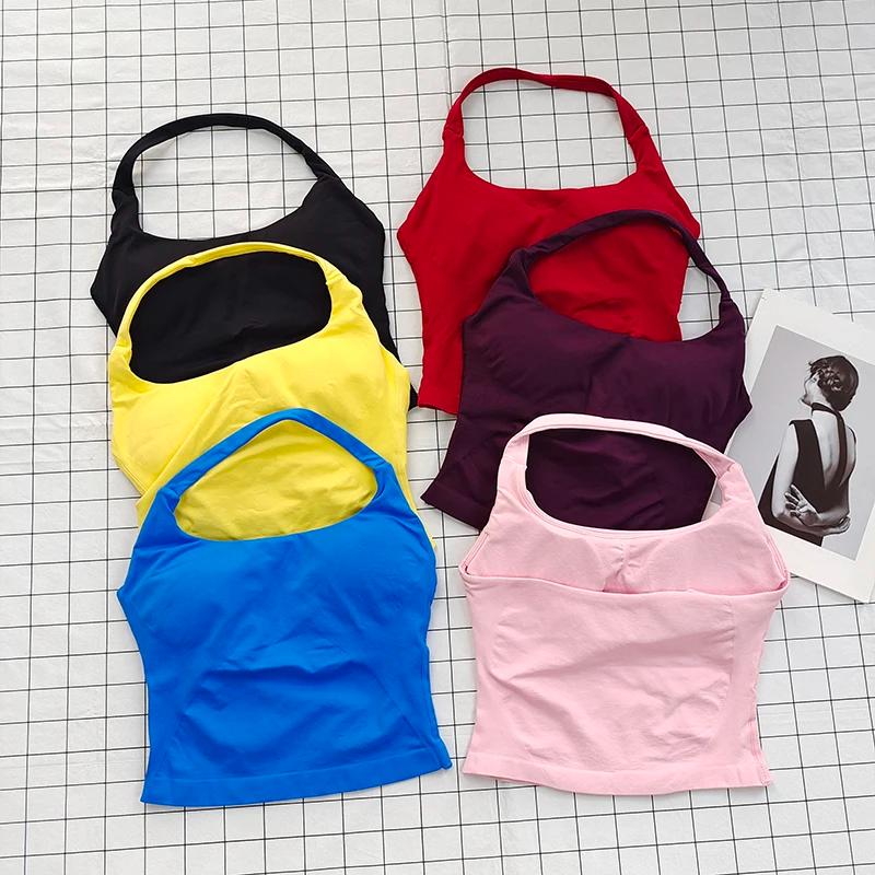 Bralette dos nu à col carré pour femmes, bretelles épaisses, coupe ajustée, coussinets amovibles, ha