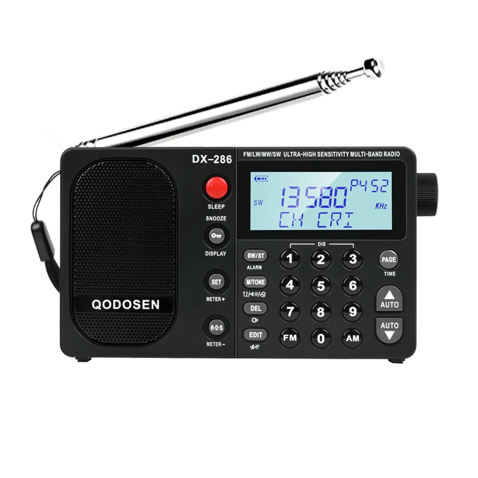 QODOSEN DX-286 Radio Portable AM/FM/LW/SW Radio numérique mondiale pleine bande avec puce de voiture