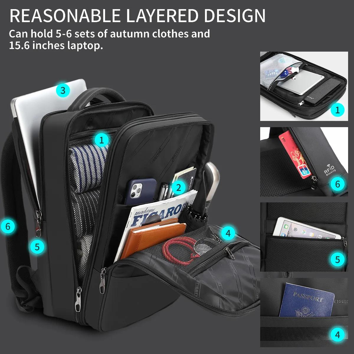 Tigernu Anti-vol sac à dos 15.6 pouces sac à dos pour ordinateur portable hommes TPU sacs à dos de v