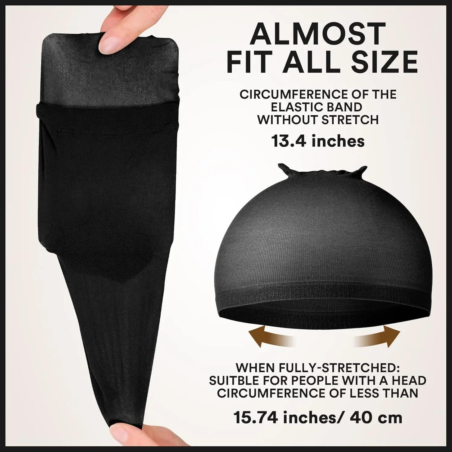 Bonnet de perruque 4 pièces bonnets de perruque en nylon bonnets de perruque noirs nus pour femmes b