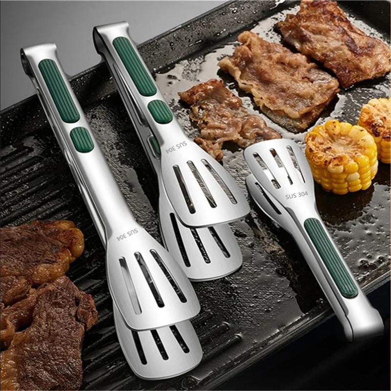 Pinces alimentaires antidérapantes en acier inoxydable, pince de service pour viande, salade, pain,