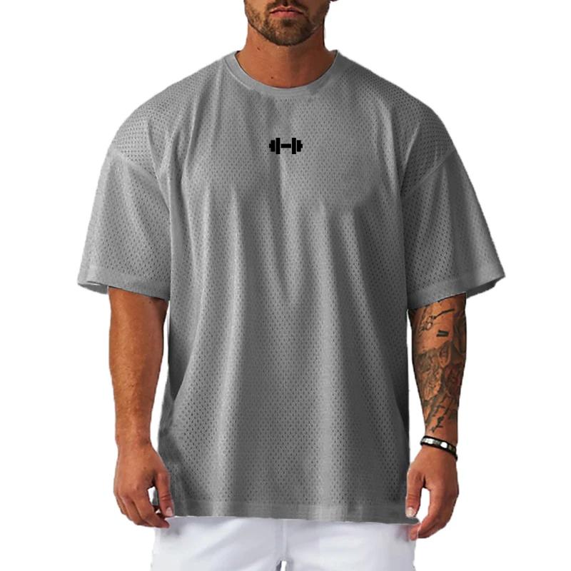 Chemise ample surdimensionnée à manches courtes, séchage rapide, vêtements de gymnastique, musculati